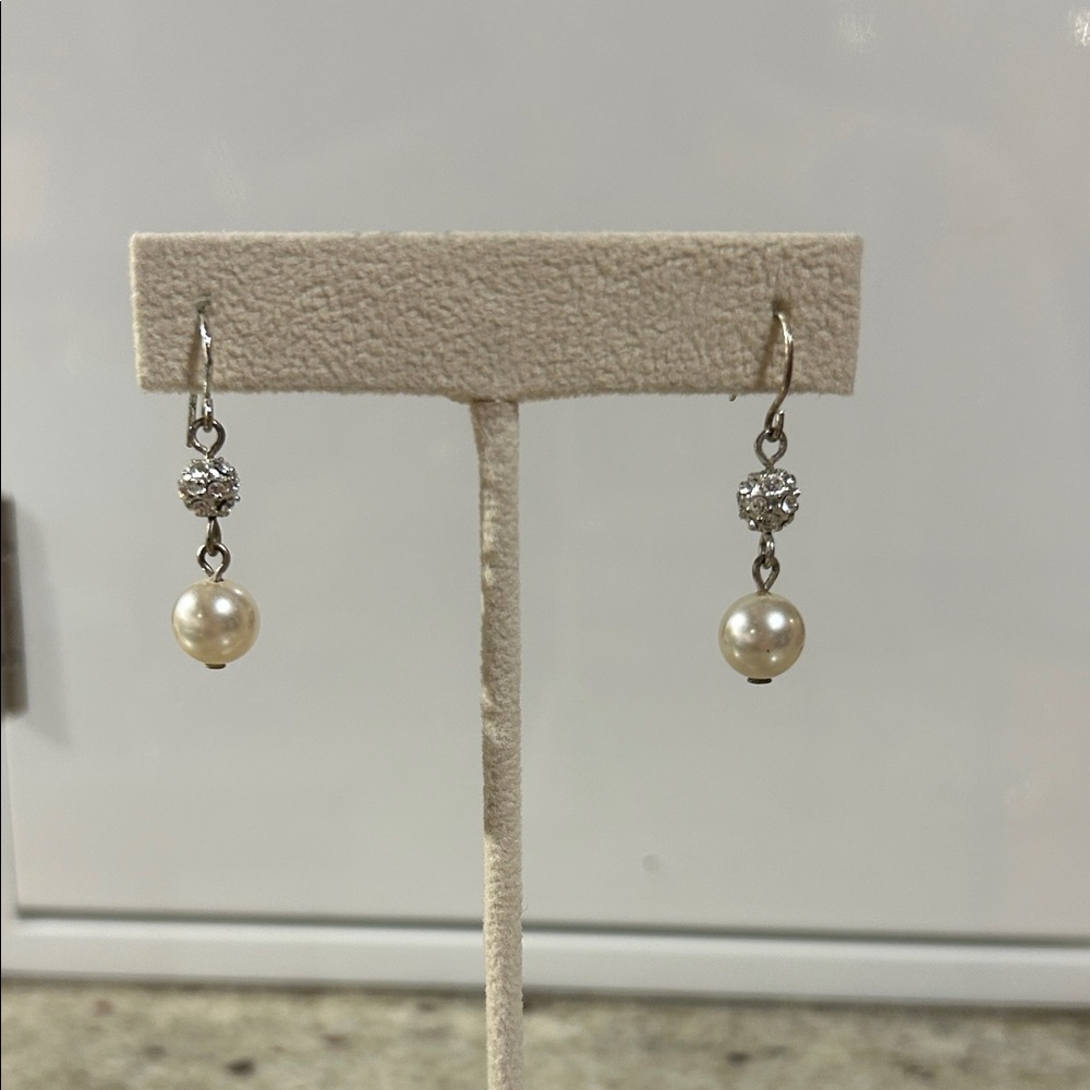 Elegant Pearl and Silver Drop Earrings